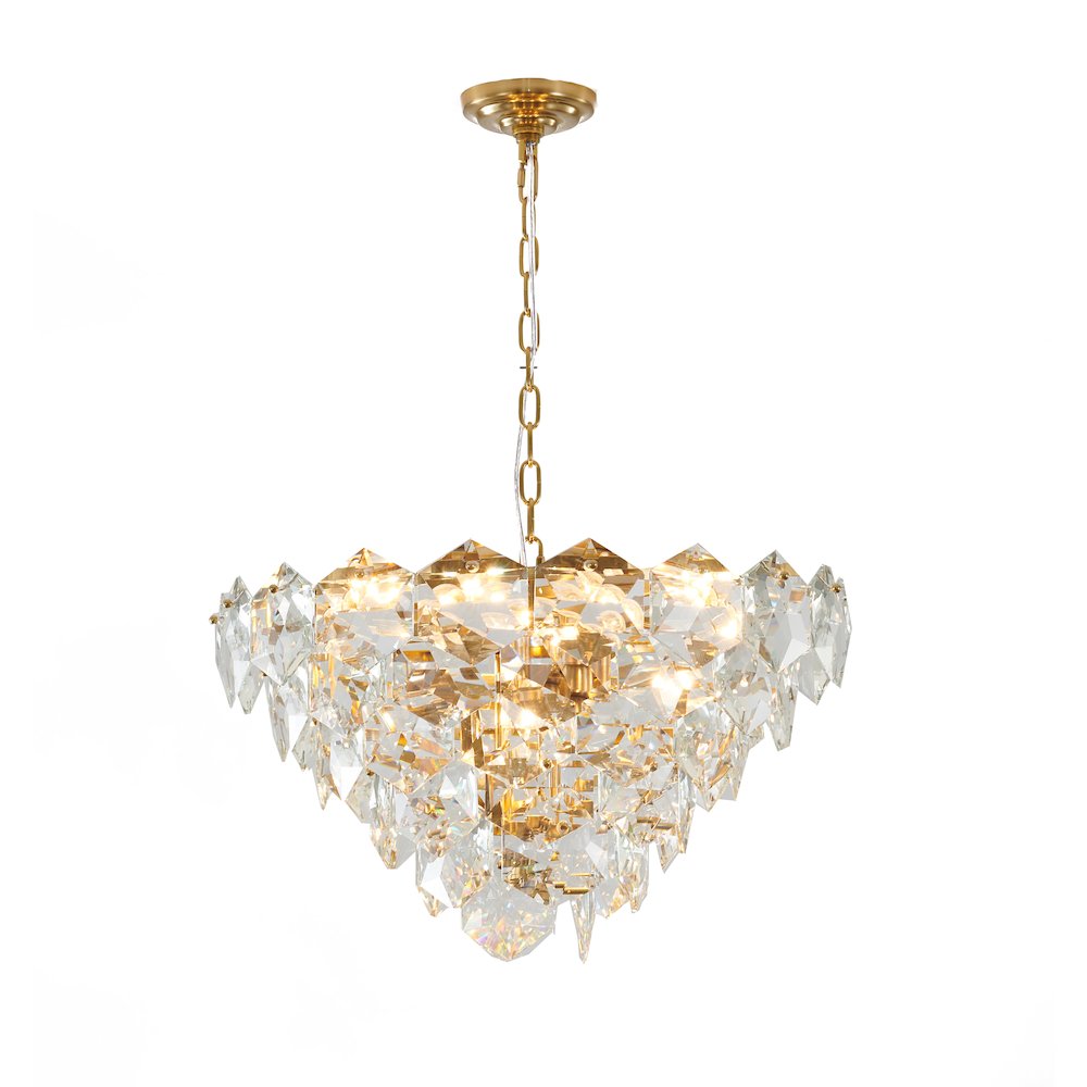 12-Light Gold Chandelier With Clear Crystal Accents. Picture 1
