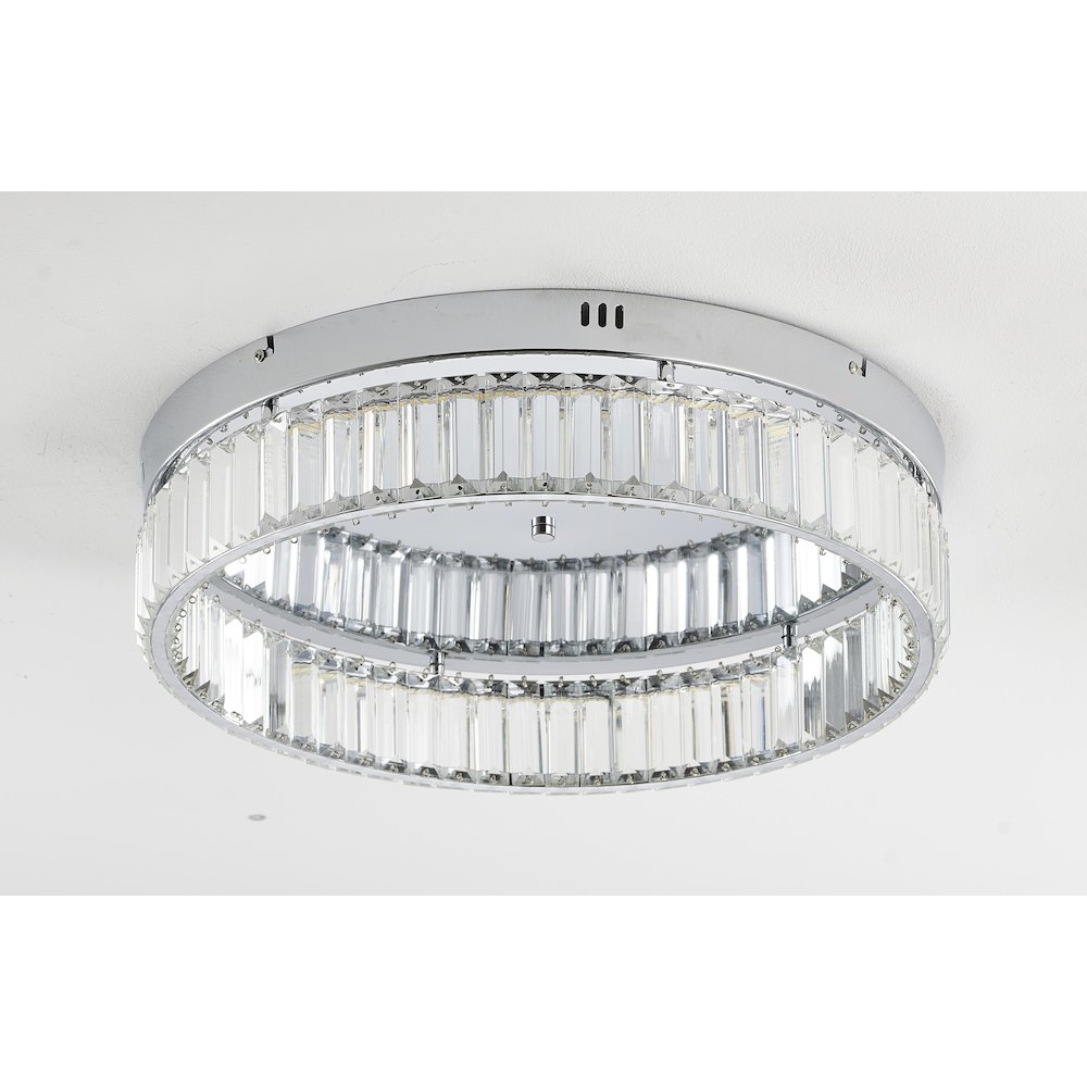 1-Light Chrome Dimmable LED Flush Mount With Clear Crystals. Picture 4