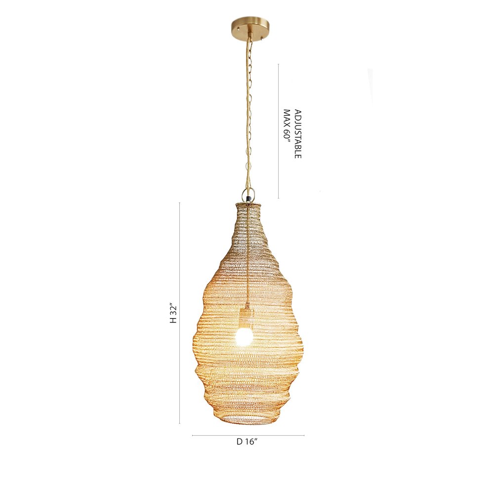 1-Light Gold Pendant With A Chain Basket Shade. Picture 6