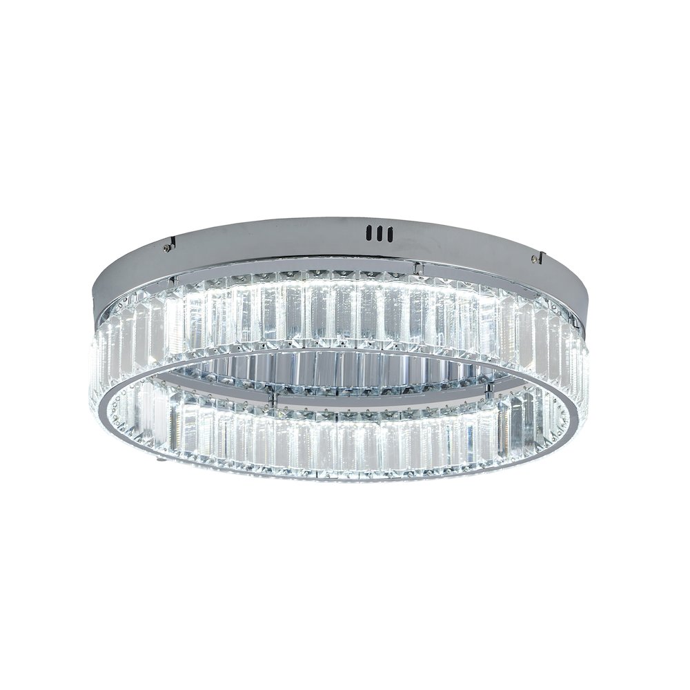 1-Light Chrome Dimmable LED Flush Mount With Clear Crystals. Picture 3