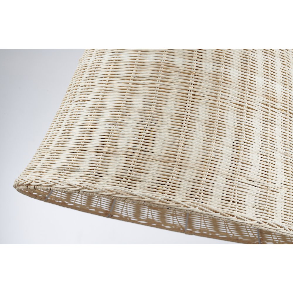 6-Light Brass Chandelier With A Natural White Wood Vine Basket Shade. Picture 3