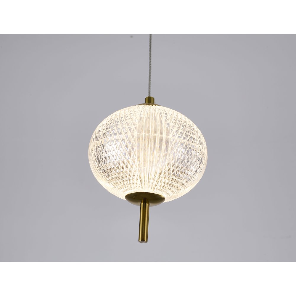 1-Light Brass Dimmable LED Single Pendant With A Clear PC Shade. Picture 6