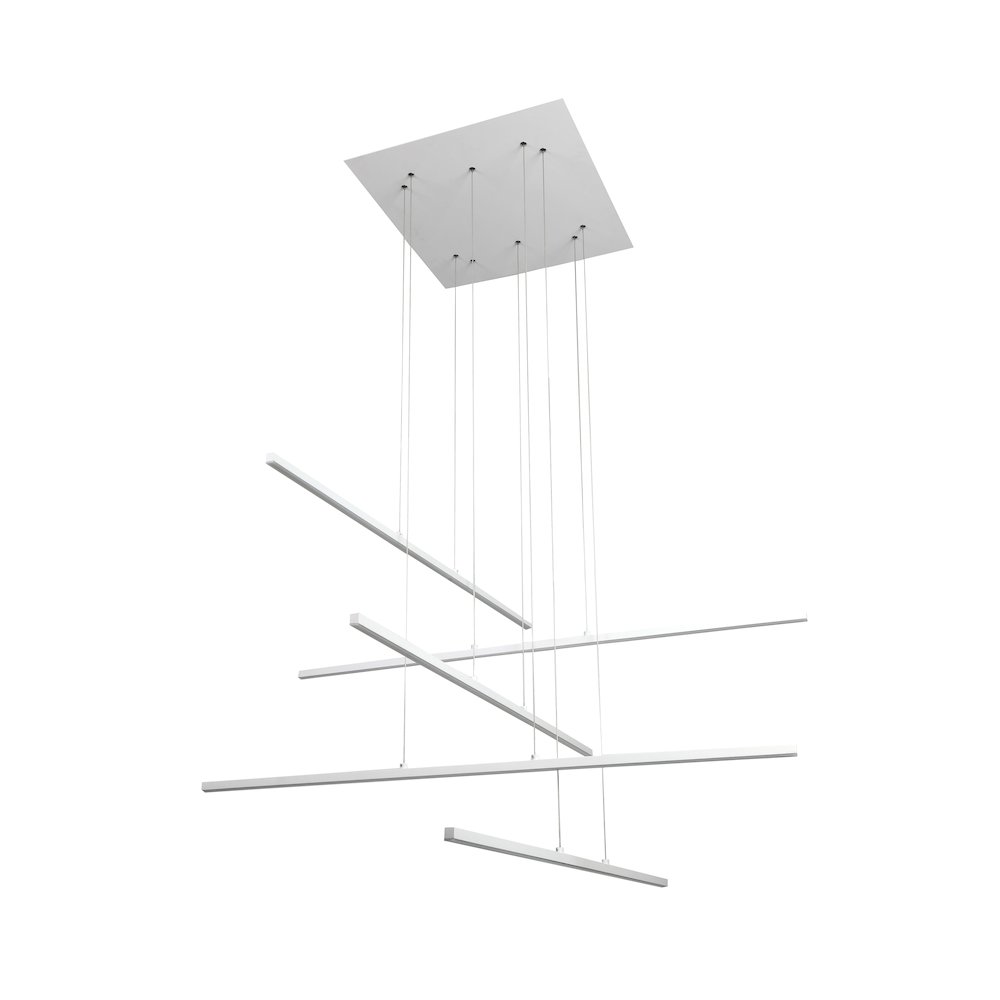 5-Light Matte White Metal LED Chandelier With Selectable LED Color Temperature. Picture 1