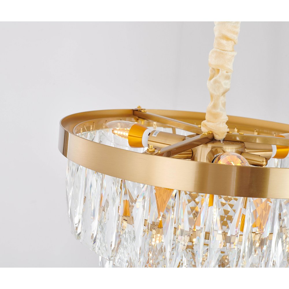 6-Light Gold Metal Chandelier With Clear Crystal. Picture 4