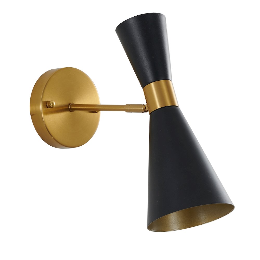 1-Light Gold And Black Wall Sconce With A Shade. Picture 2