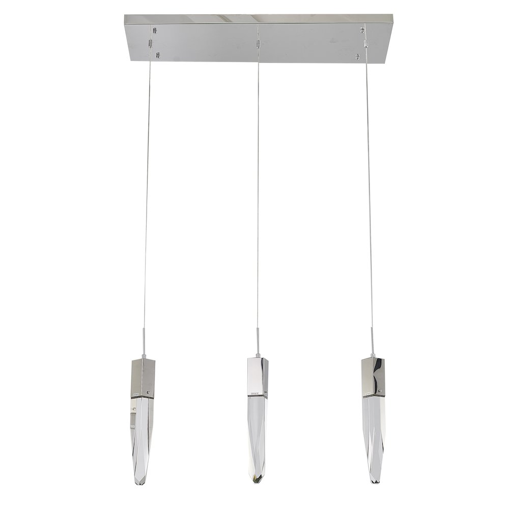 3-Light Chrome Island Lighting With A Clear iceberg Crystal. Picture 2