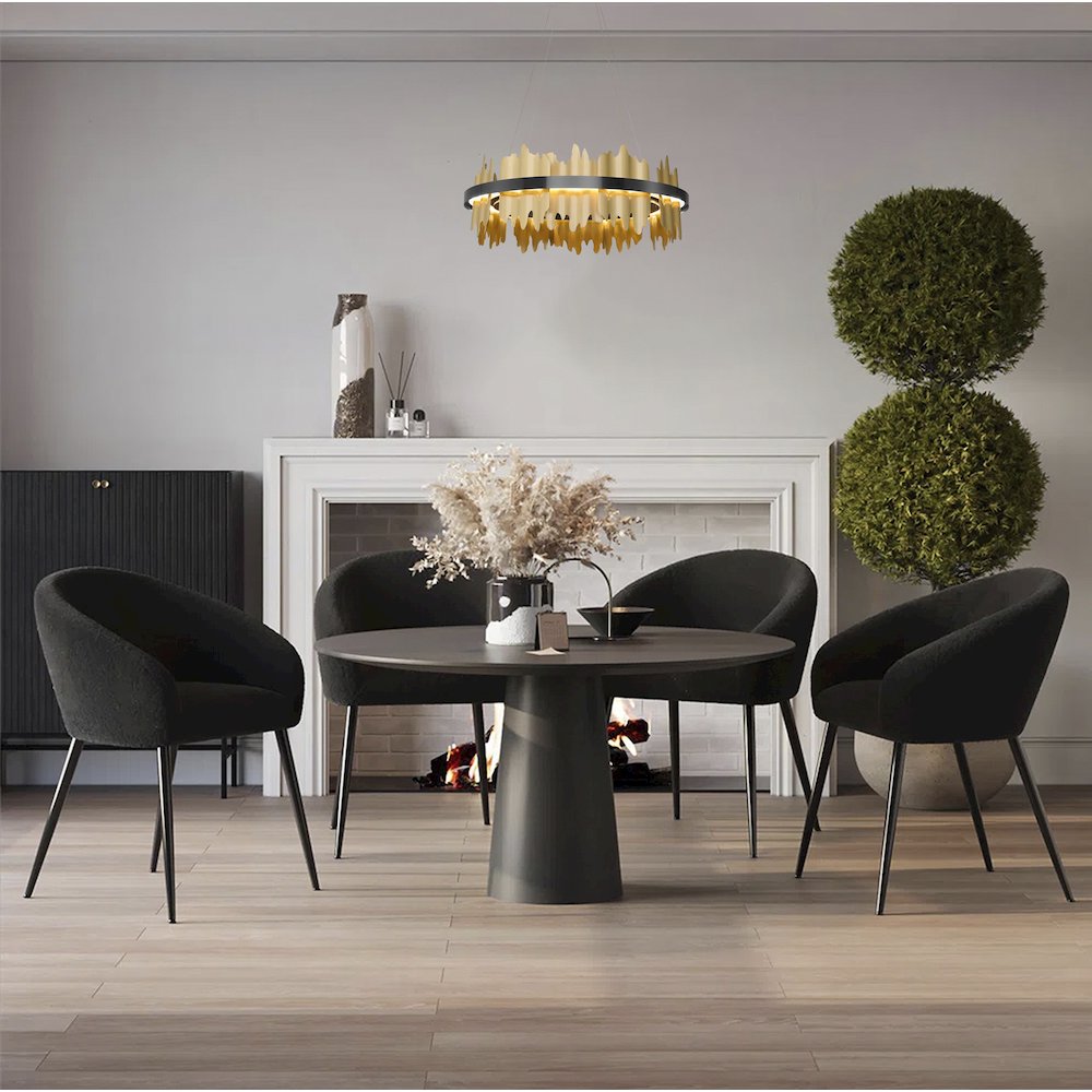 1-Light Black Stainless Steel LED Chandelier With Brass Copper. Picture 7