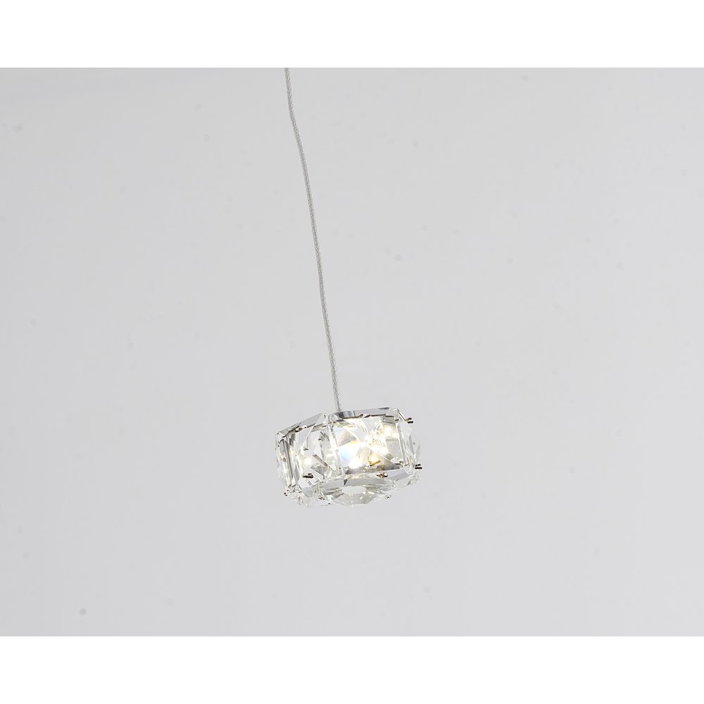 1-Light Chrome LED Pendant With Clear Crystals. Picture 2