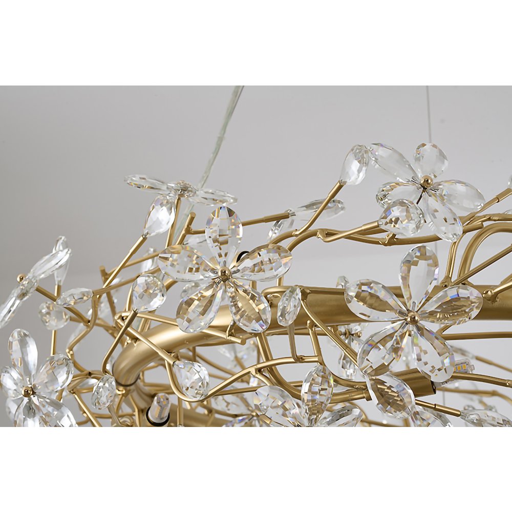 12-Light Gold Aluminum Chandelier With Clear Crystals. Picture 5