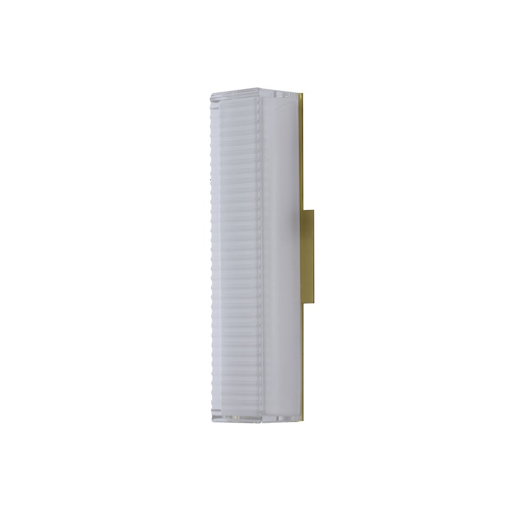 1-Light Matte Brass LED Wall Sconce With A Clear Frosted Glass Shade. Picture 4