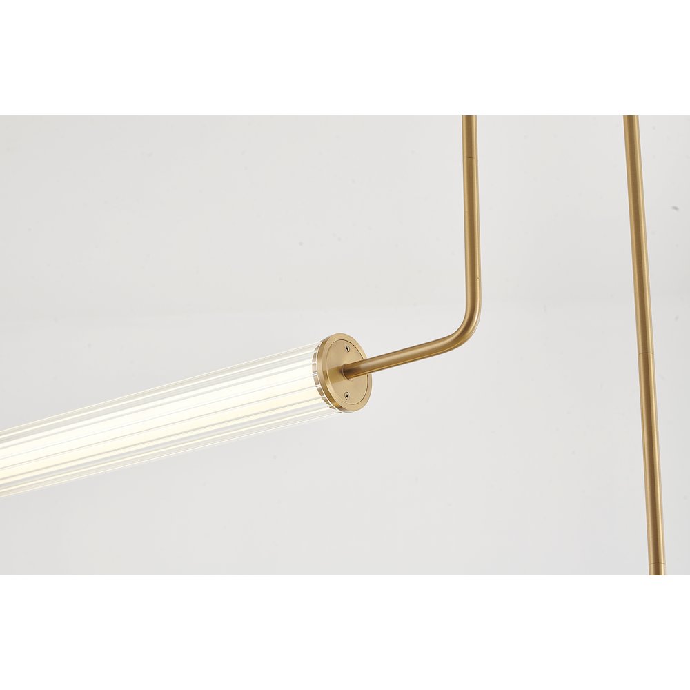 2-Light Brass LED Chandelier With Clear And White Glass Cylinder Shades. Picture 3
