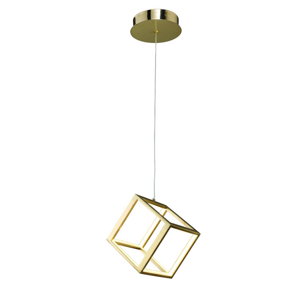 LED Single Pendant Lighting Gold Aluminum & Acrylic. Picture 2