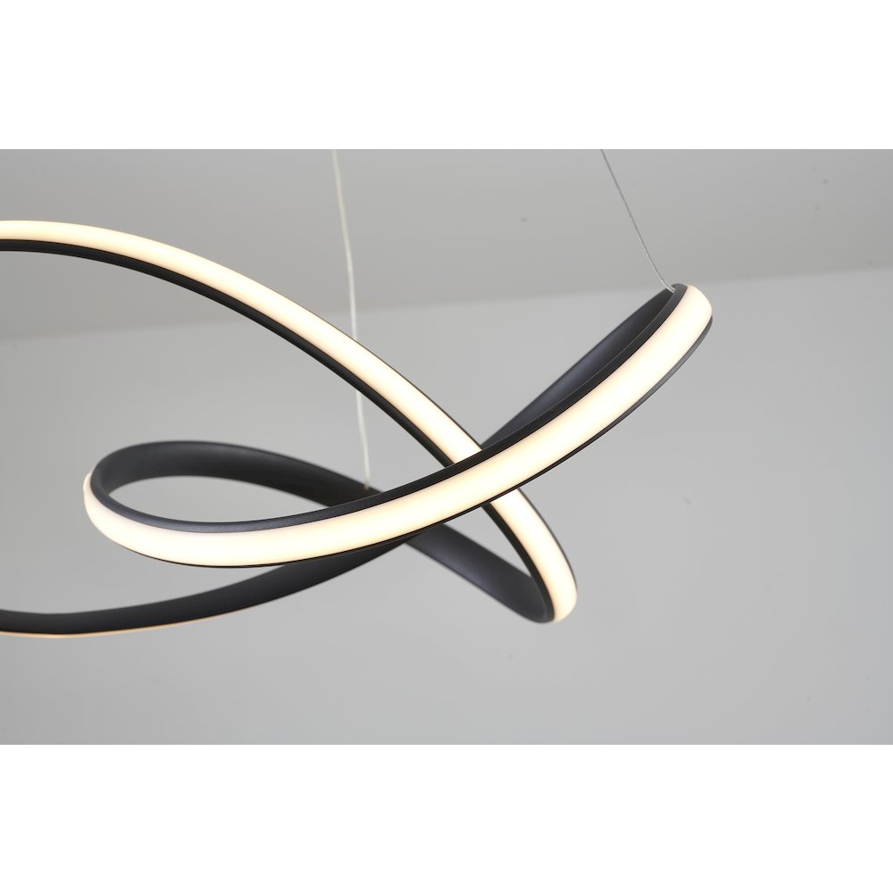 4-Light Matte Black Aluminum LED Chandelier With Acrylic Diffusers. Picture 3