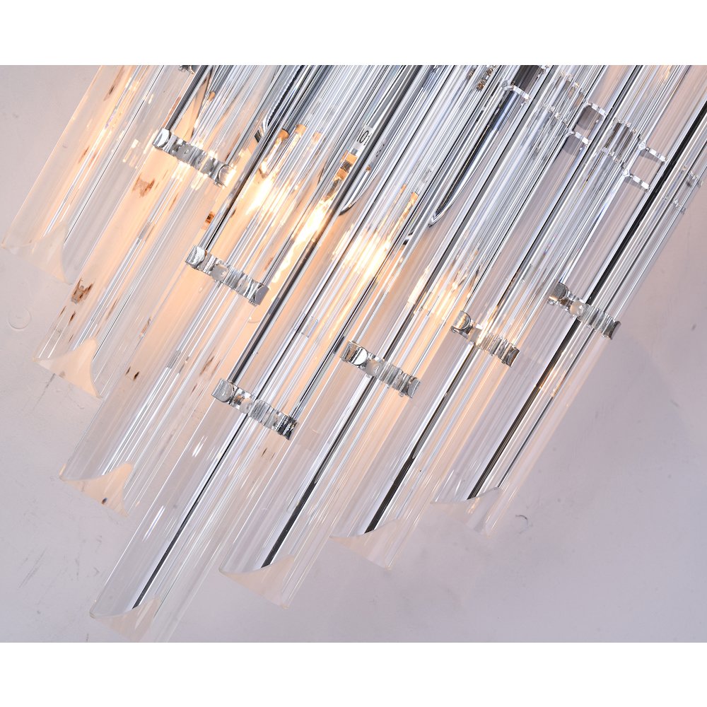 2-Light Chrome Metal Wall Sconce With Clear Rods. Picture 4