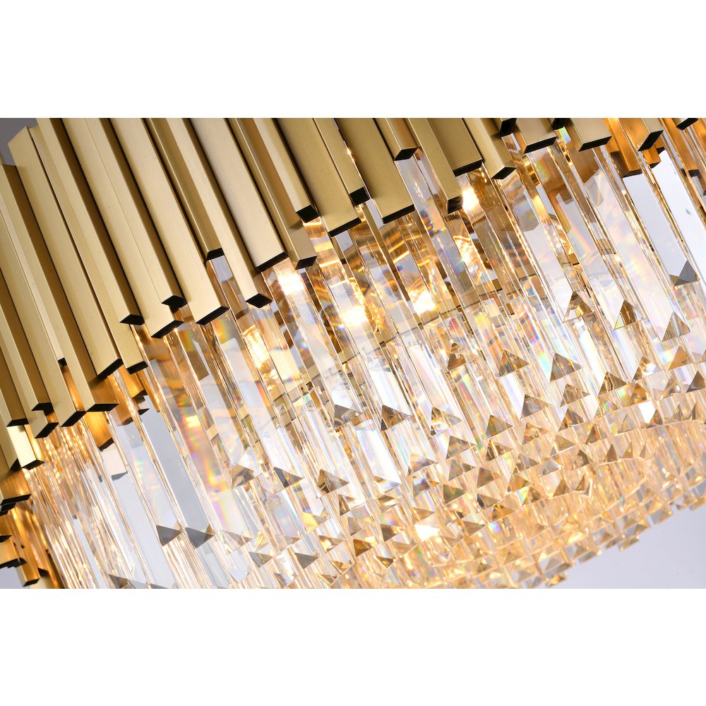 12-Light Gold Stainless Steel Chandelier With Clear Crystals. Picture 3