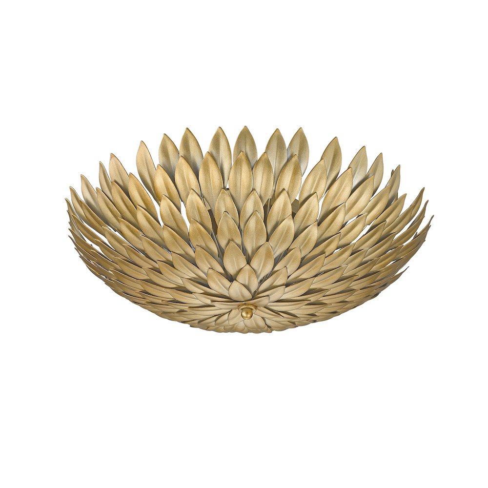 3-Light Gold Leaf Petal Flush Mount. Picture 2