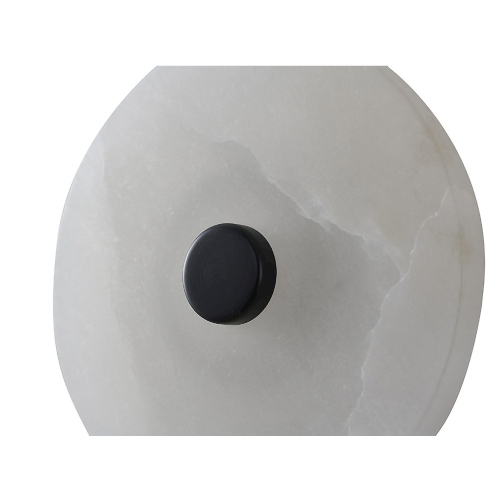 1-Light Satin Black Metal LED Wall Sconce With A Alabaster Shade. Picture 4