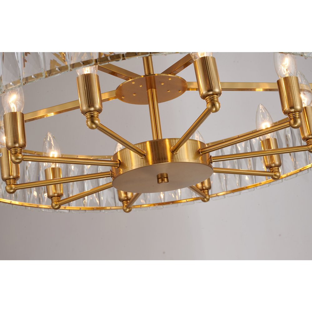 10-Light Gold Chandelier With Clear Crystals. Picture 4