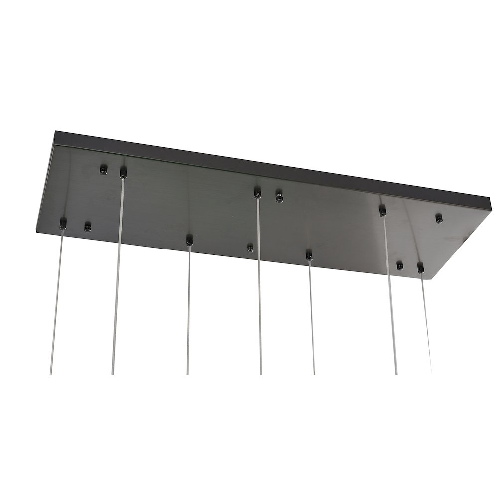 7-Light Matte Black Island Lighting With A Clear Bubble Crystal. Picture 3