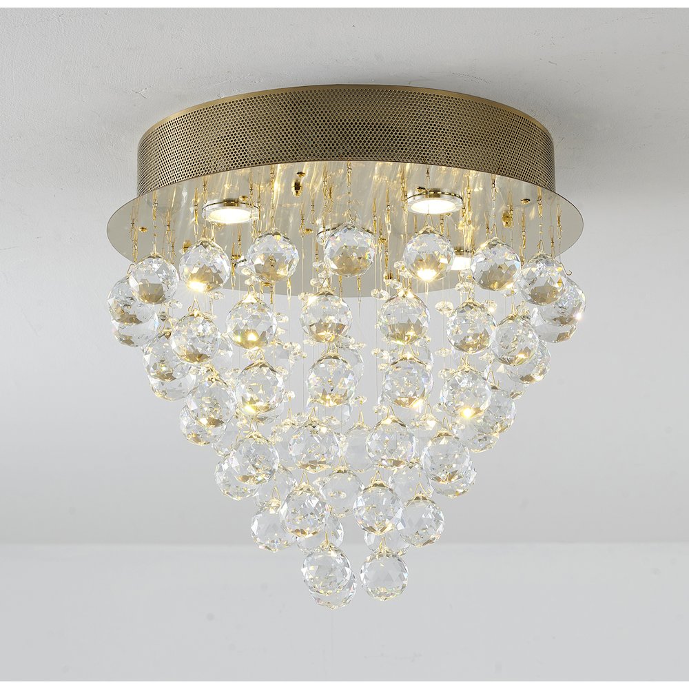 6-Light Gold Flush Mount With Clear Crystals. Picture 5