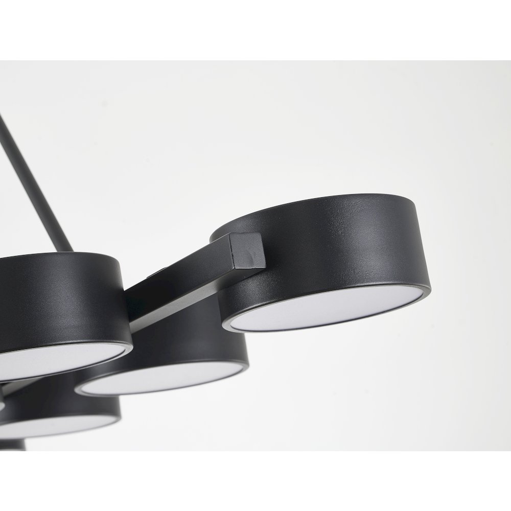 8-Light Black LED Chandelier With Accent Shades. Picture 4