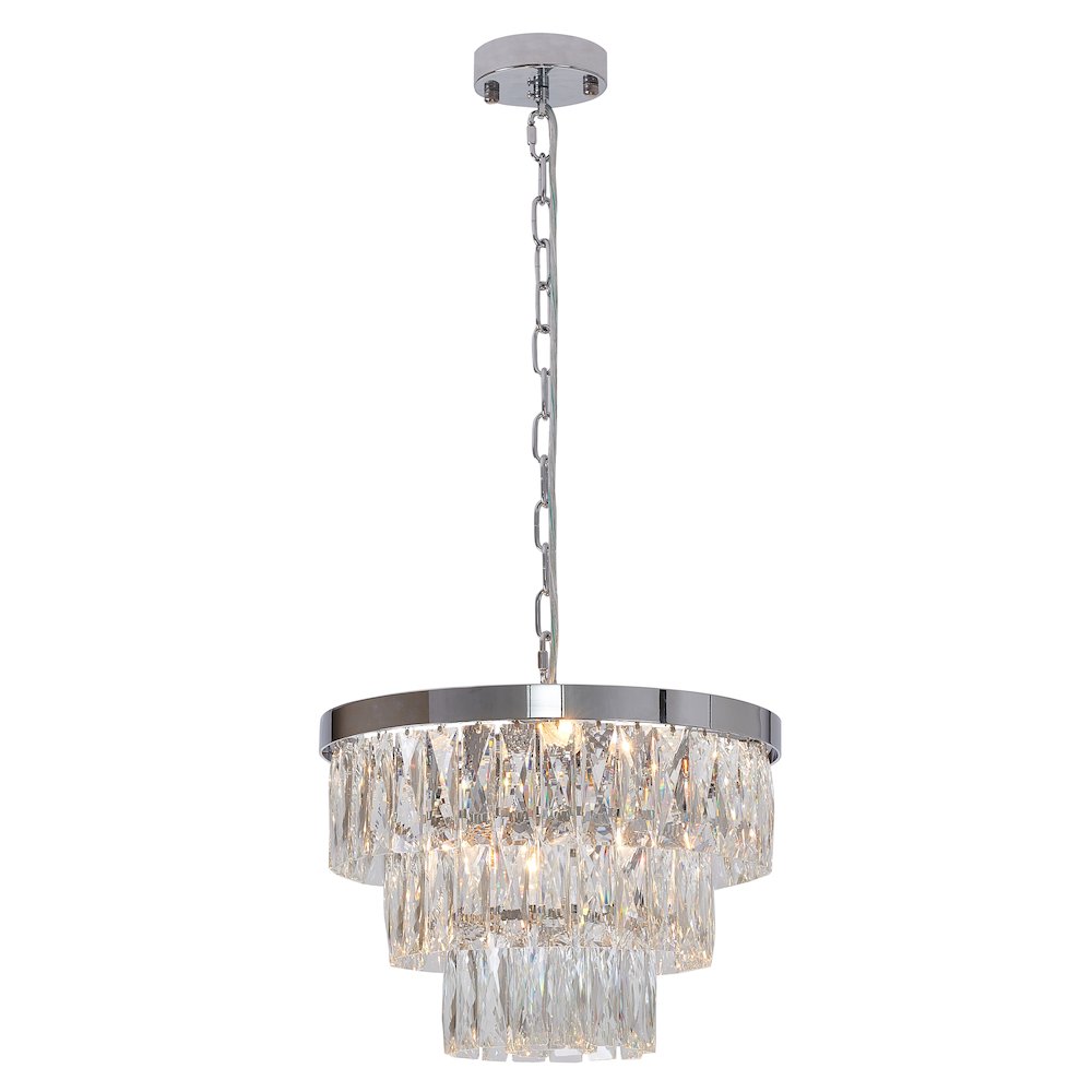 6-Light Chrome Metal Chandelier With Clear Crystal. Picture 1