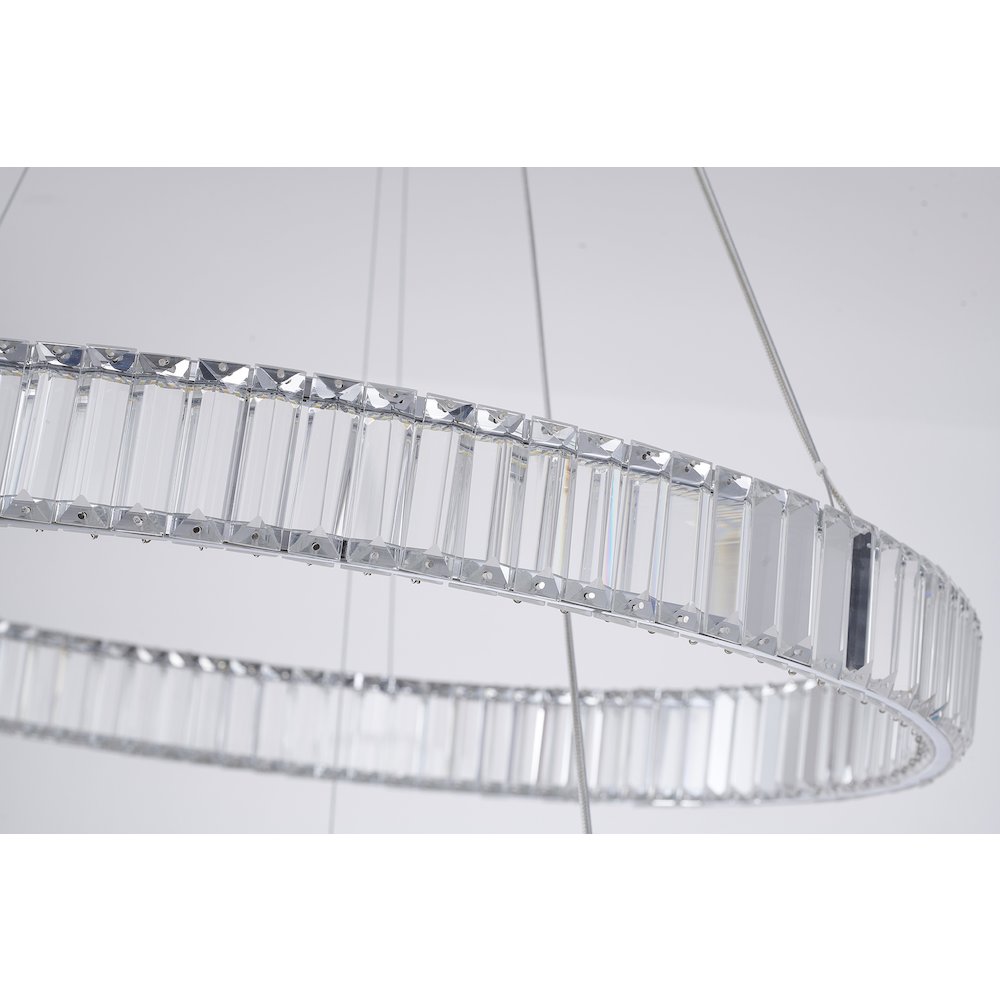 2-Light Chrome Steel LED Chandelier With Crystals. Picture 6