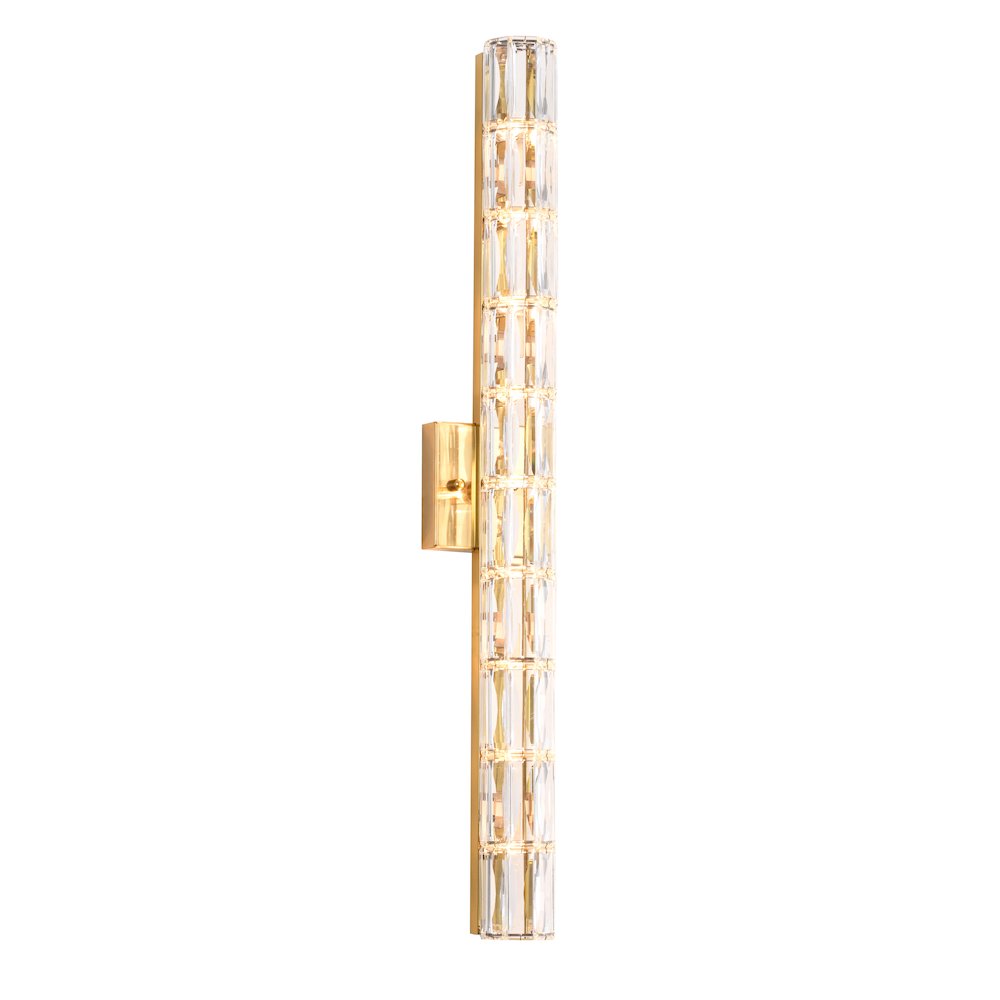 9-Light Gold Wall Sconce With Clear Crystal Accents. Picture 1