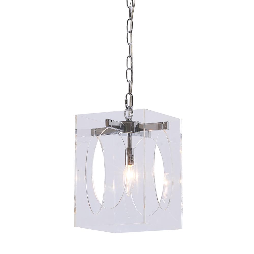 Single Pendant Lighting Chrome Metal & Acrylic. Picture 1