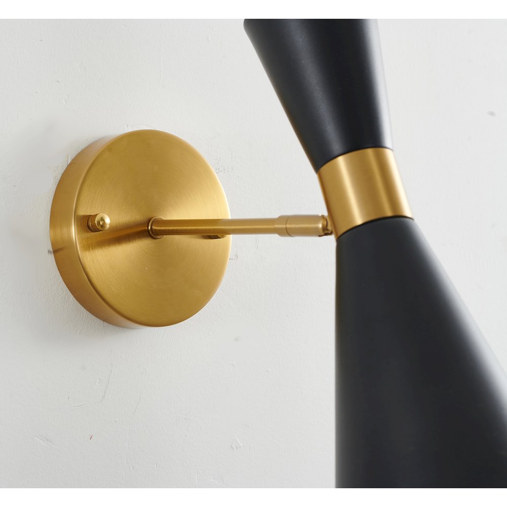 1-Light Gold And Black Wall Sconce With A Shade. Picture 4