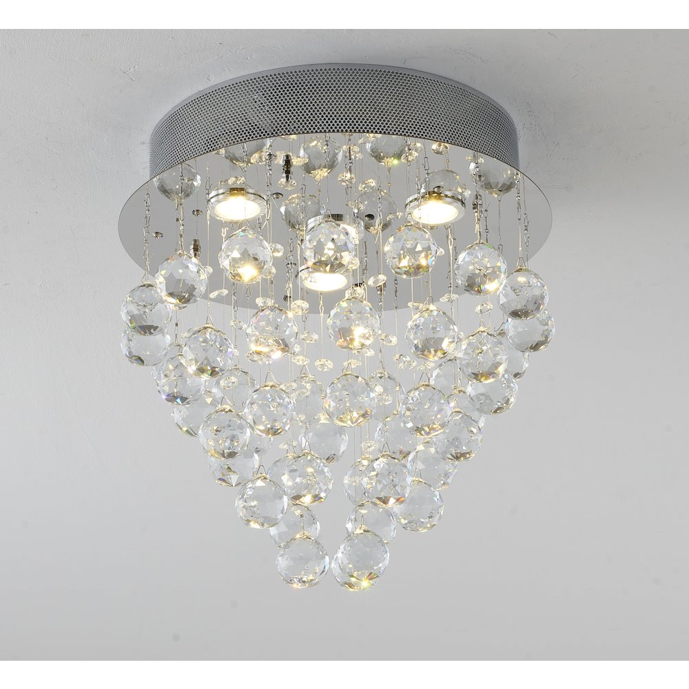 4-Light Chrome Flush Mount With Clear Crystals. Picture 2