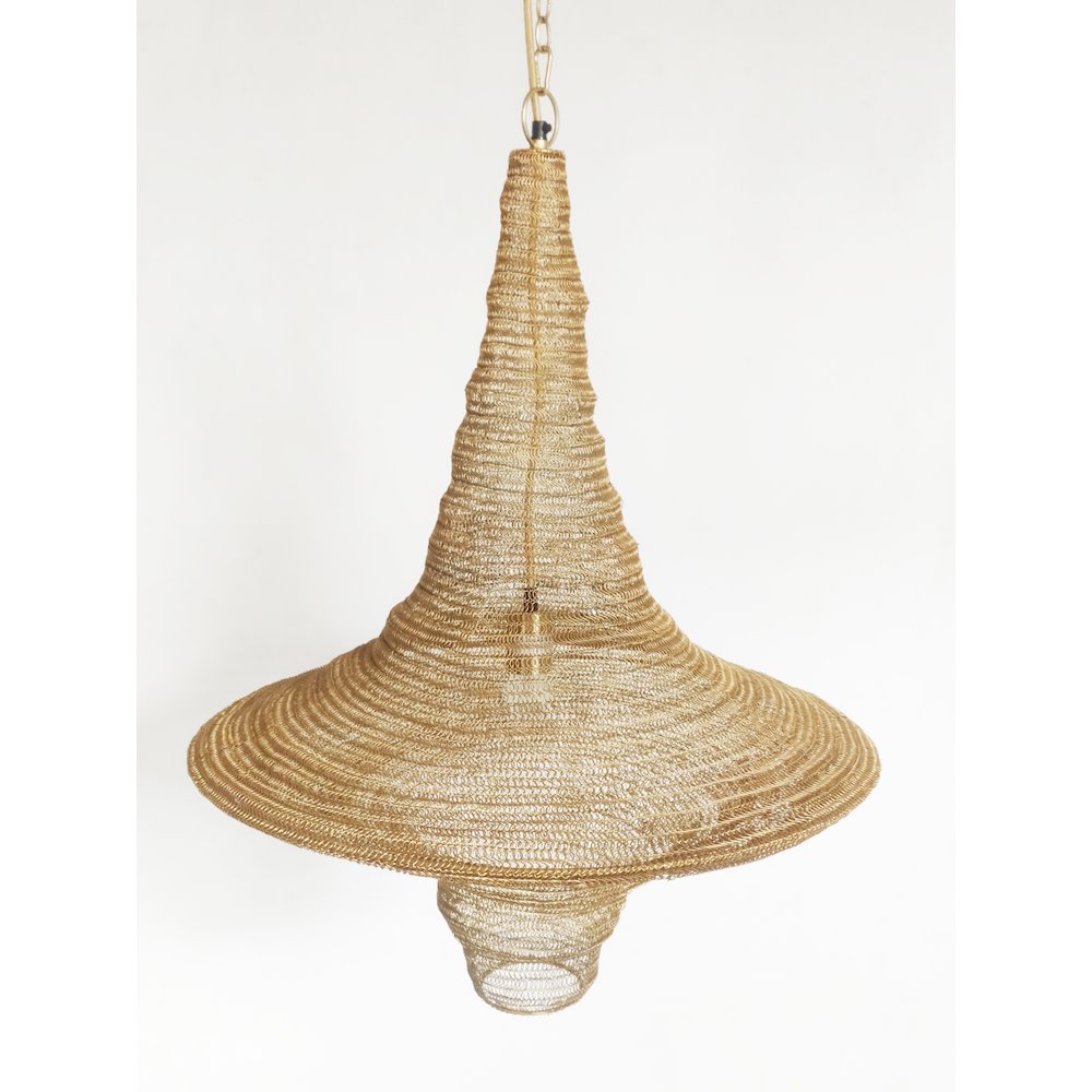 1-Light Gold Pendant With A Chain Basket Shade. Picture 3