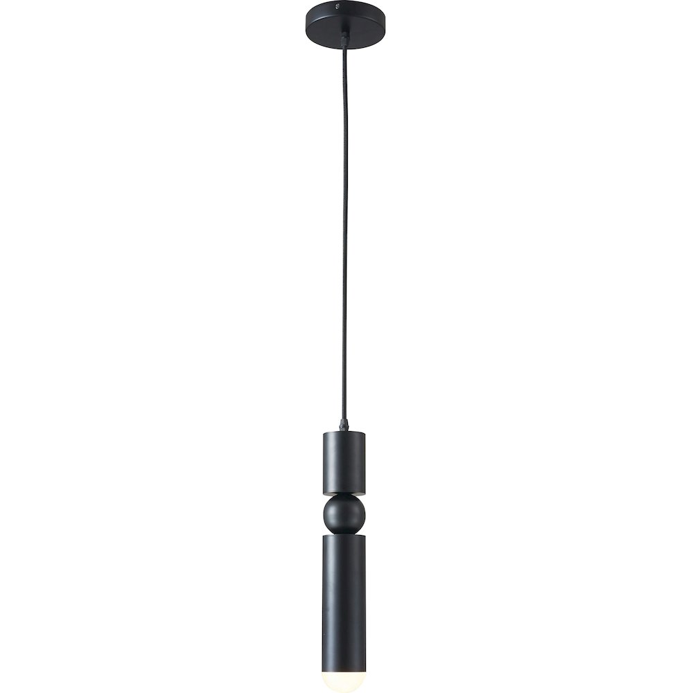 1-Light Matte Black Single Pendant With A Rounded Base Tip. Picture 1