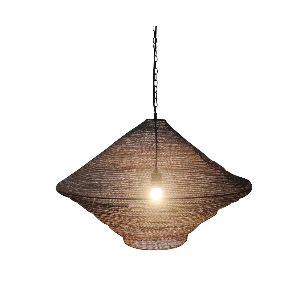 1-Light Satin Black Pendant With A Chain Basket Shade. Picture 1