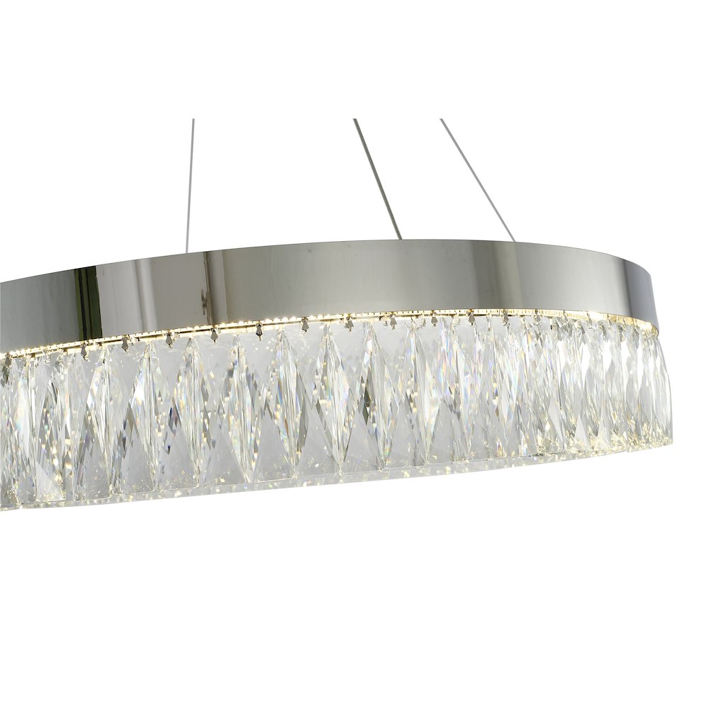 1-Light Chrome LED Chandelier With Clear Crystal Accents. Picture 4