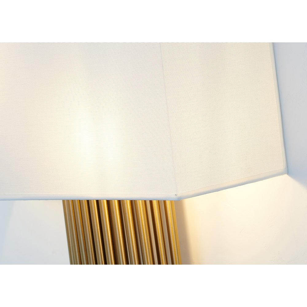 2-Light Antique Brass Rod Wall Sconce With A White Shade. Picture 4