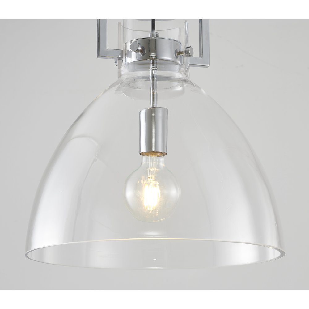 1-Light Chrome Semi Flush Mount With A Clear Glass Shade. Picture 4