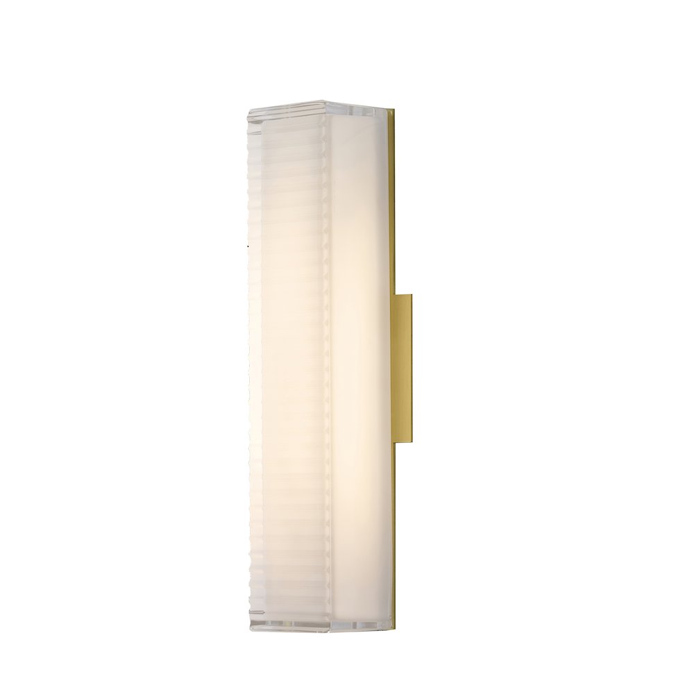 1-Light Matte Brass LED Wall Sconce With A Clear Frosted Glass Shade. Picture 2