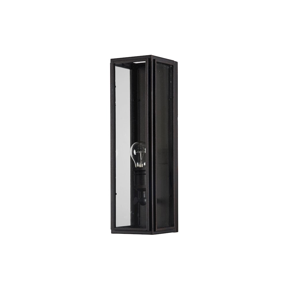 1-Light Black Iron Rectangular Wall Sconce With A Clear Glass Shade. Picture 2