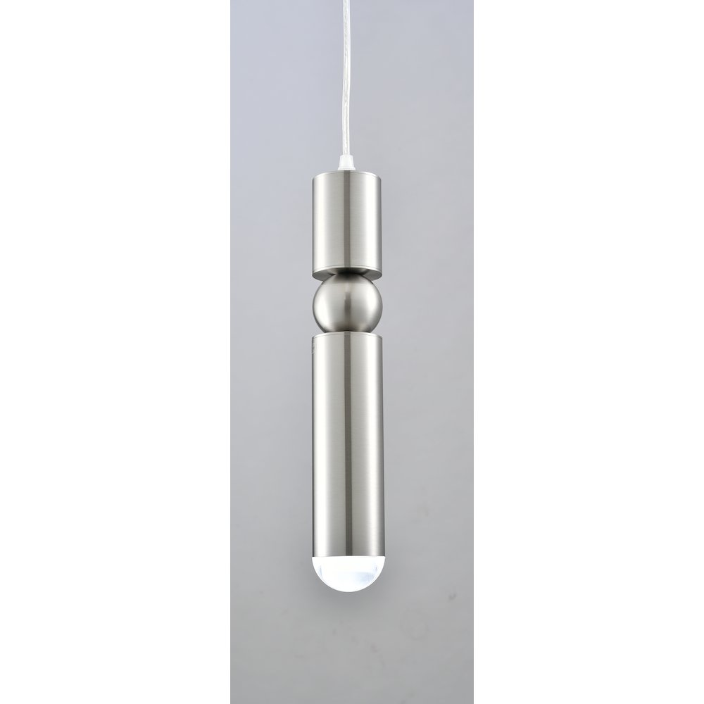 1-Light Shiny Nickel Single Pendant With A Frosted Glass Diffuser. Picture 3