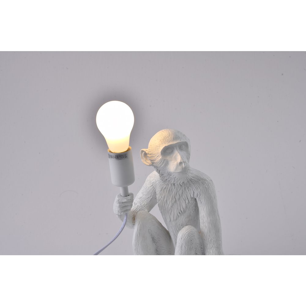 1-Light White Sitting Resin Monkey Table Lamp. Picture 3