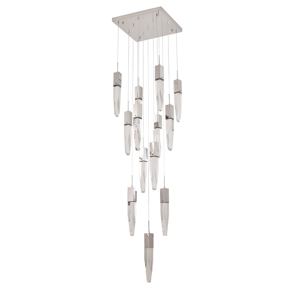 13-Light Chrome Chandelier With A Clear iceberg bubble Crystal. Picture 2