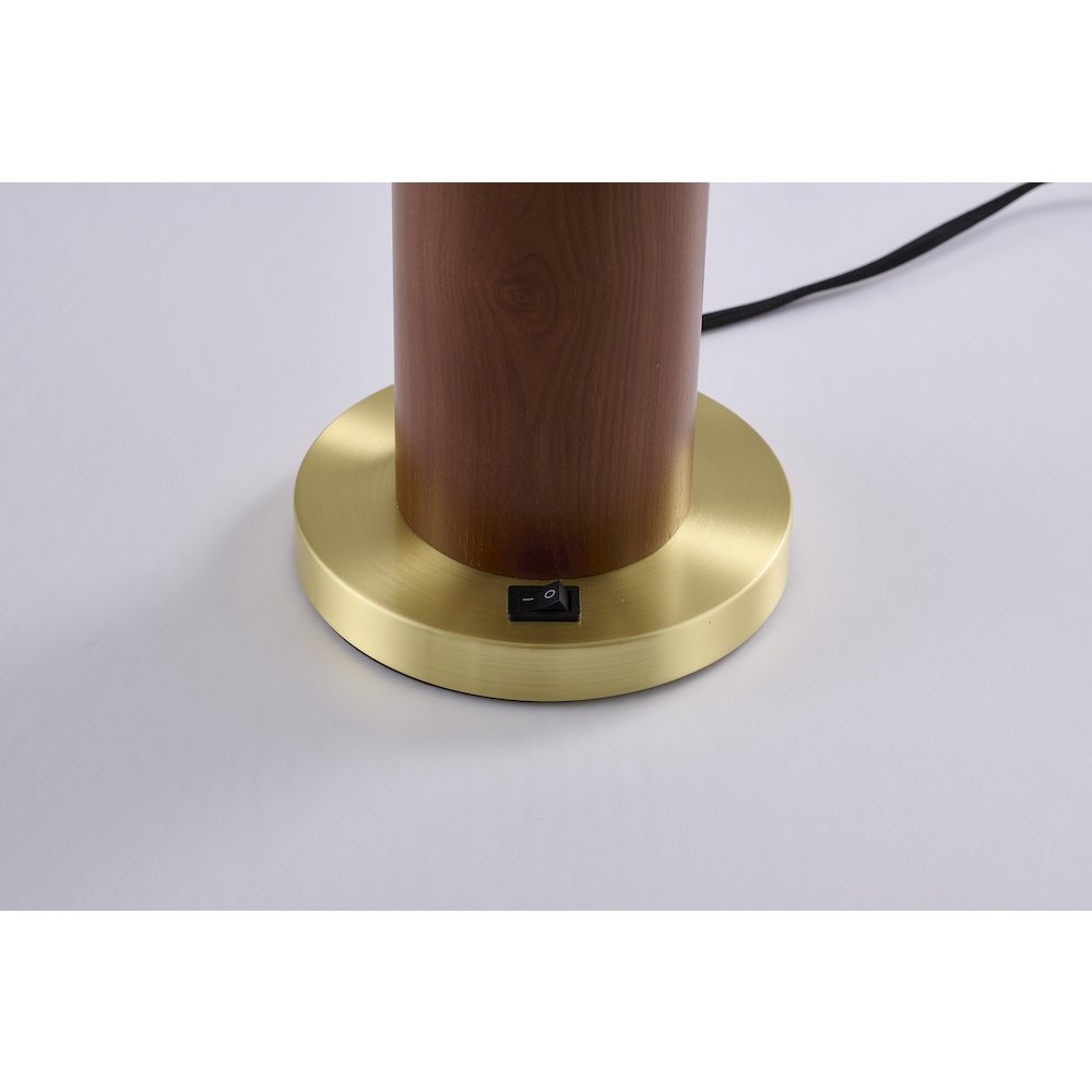 1-Light Black And Satin Brass Table Lamp With A White Glass Shade. Picture 6