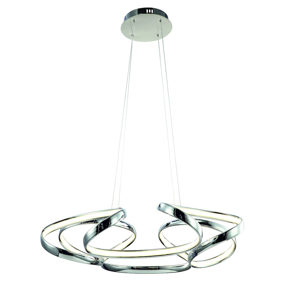 4-Light Dimmable Chrome LED Chandelier With White Acrylic Diffusers. Picture 1