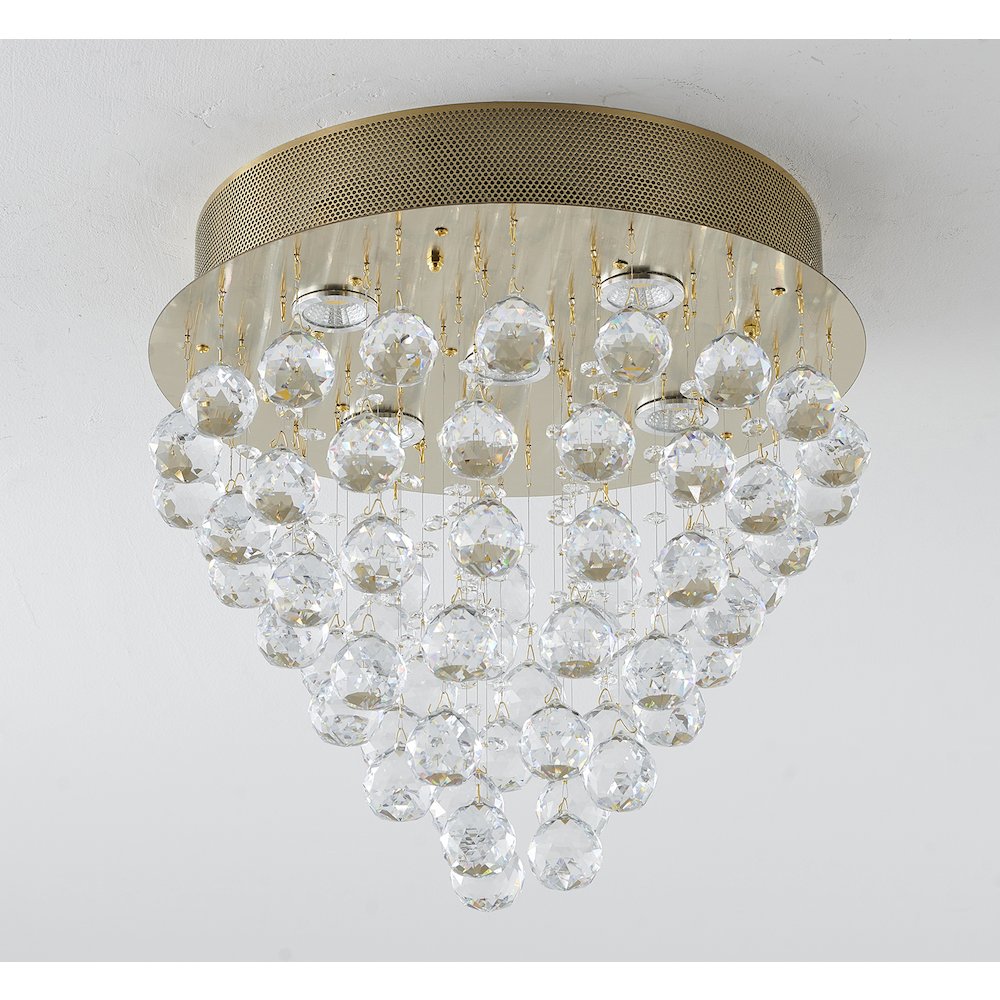 6-Light Gold Flush Mount With Clear Crystals. Picture 2