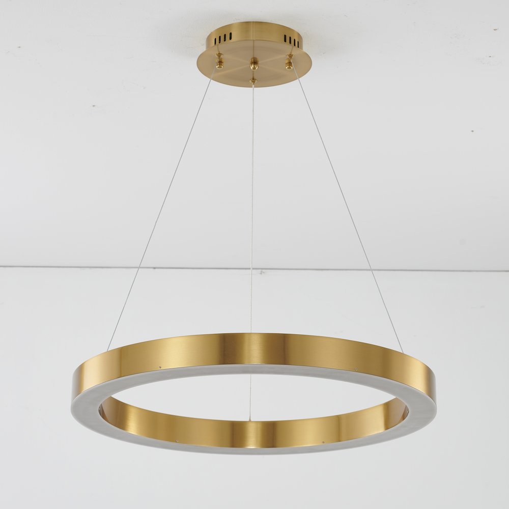 1-Light Gold LED Chandelier With An Acrylic Bottom Len. Picture 4