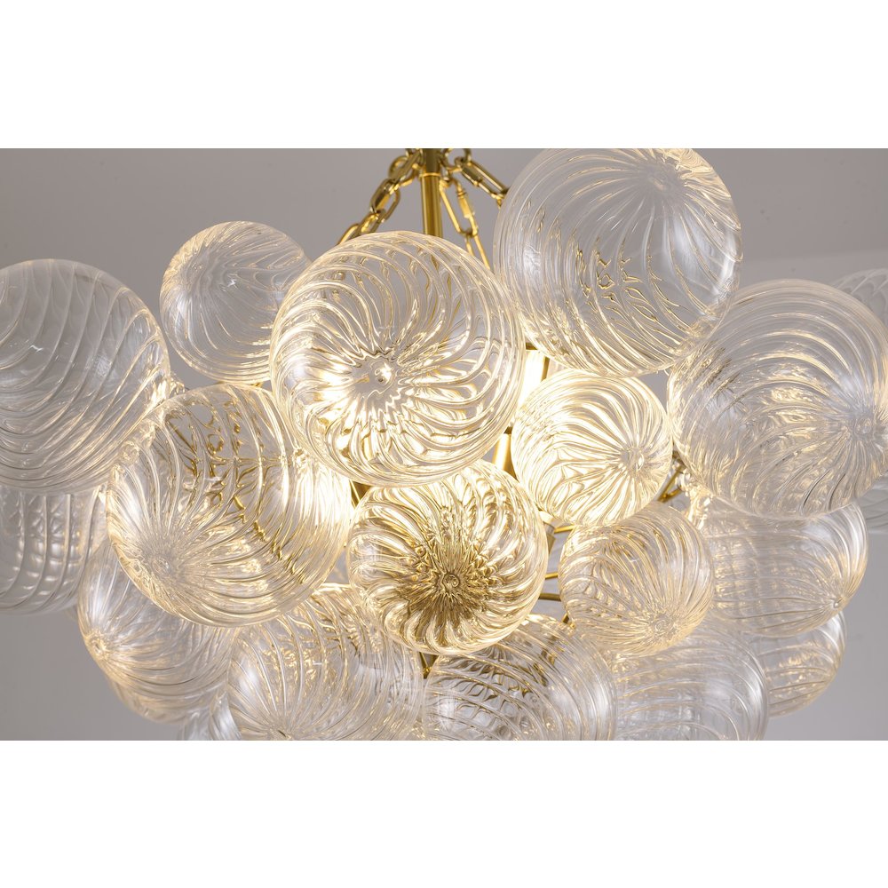 8-Light Brass Chandelier With Clear Swirl Glass Accents. Picture 3