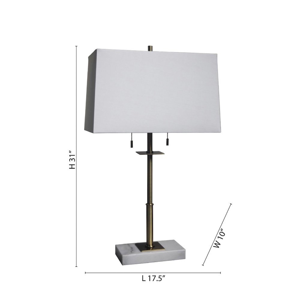 1-Light table lamp, an antique brass frame, a white marble base. Picture 2
