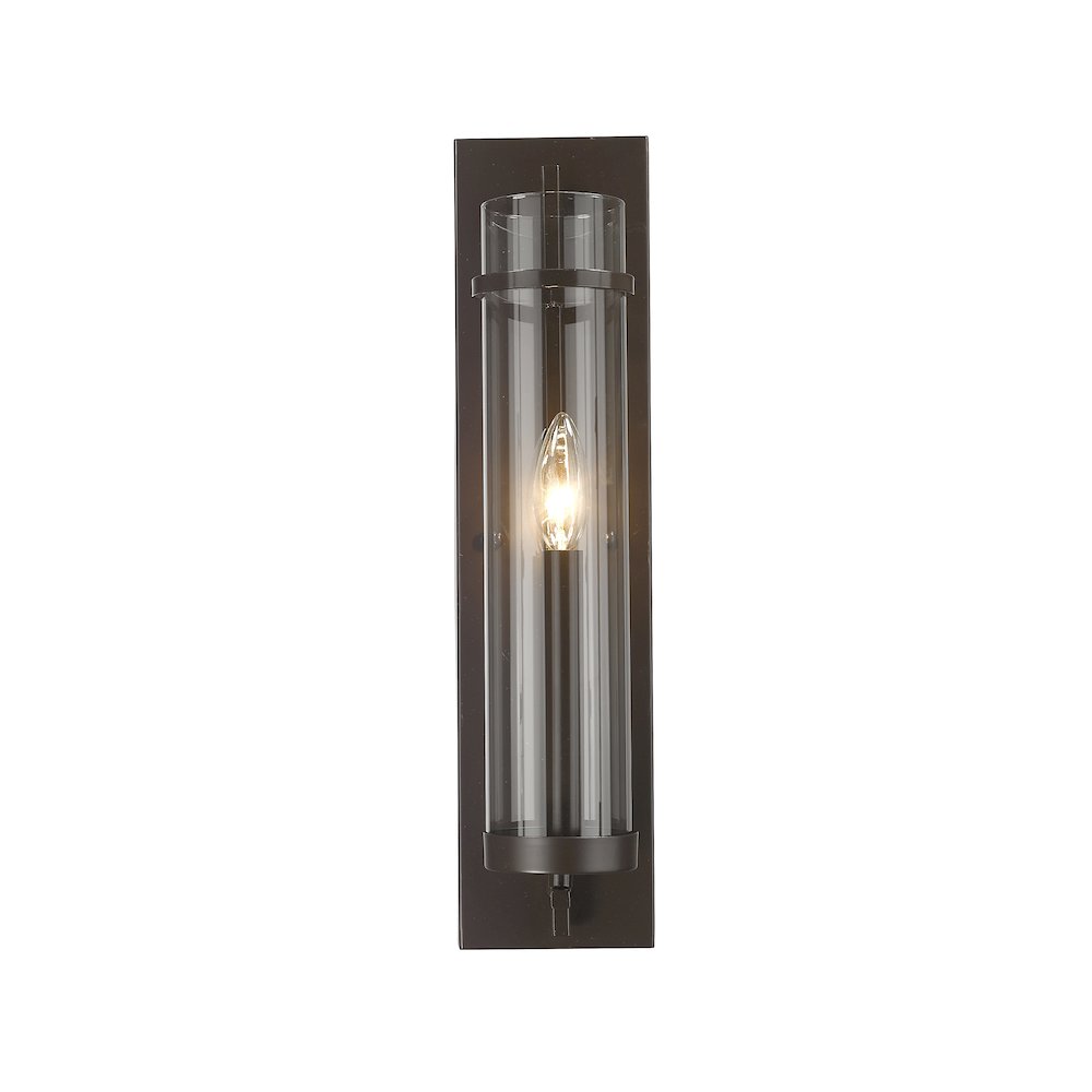 1-Light Dark Brown Wall Sconce With A Clear Glass Shade. Picture 5