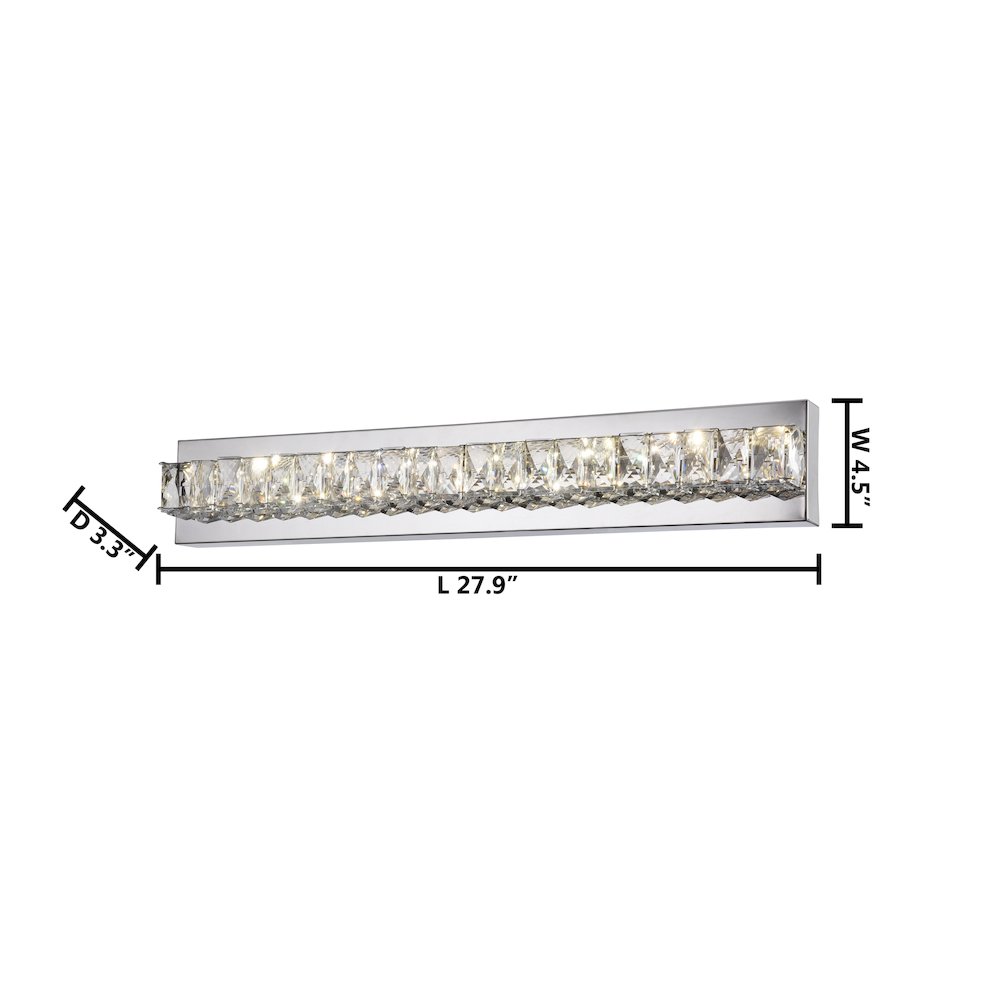 1-Light Chrome stainless steel LED Wall Sconce With Clear Crystal Accents. Picture 2